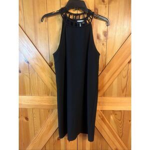 Monteau Women’s Sleeveless Black Dress Lattice Cutout Neckline Size XS (5717)